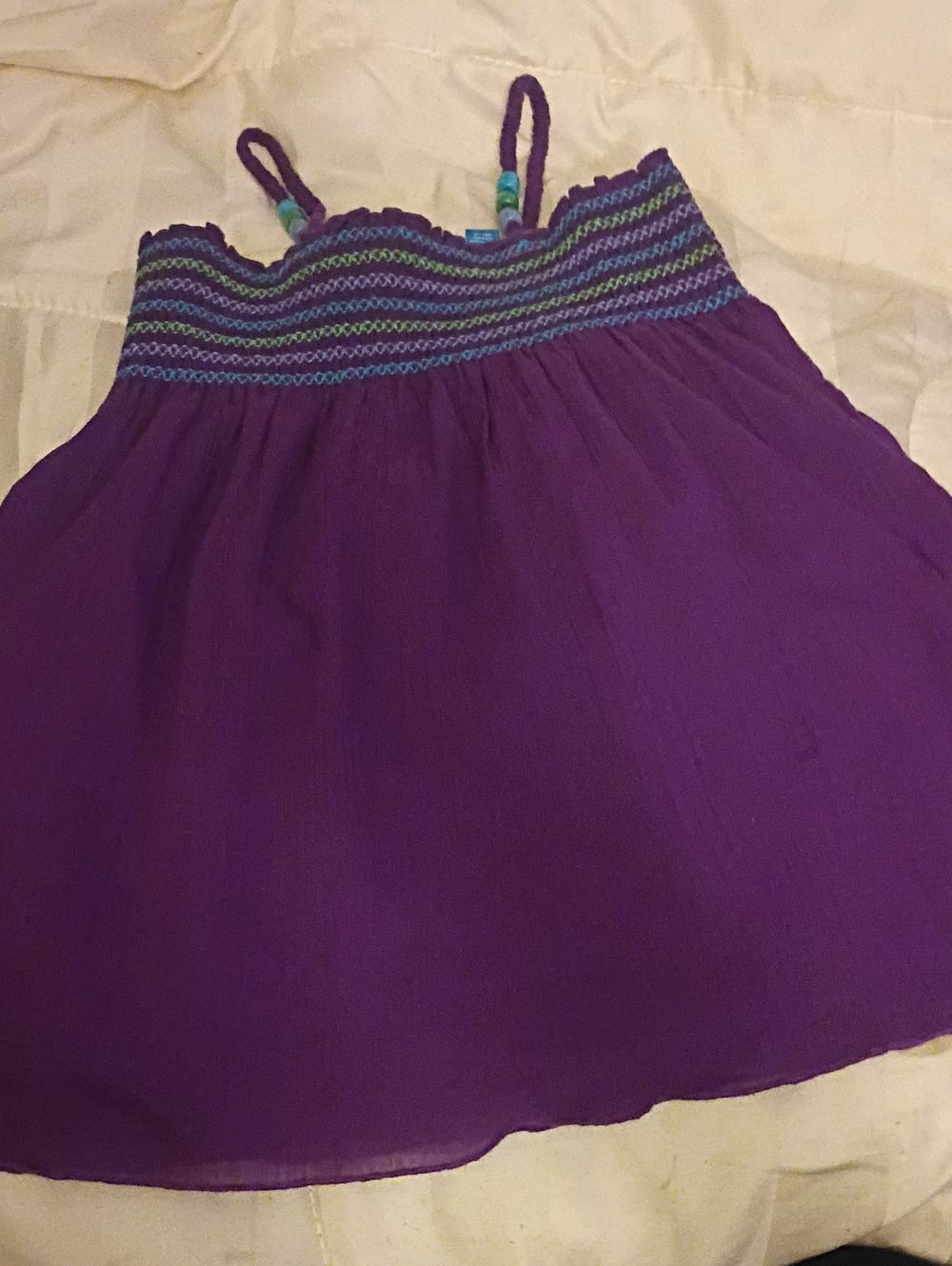 The Children's Place Purple Sundress with Teal & Blue Trim Spaghetti Straps